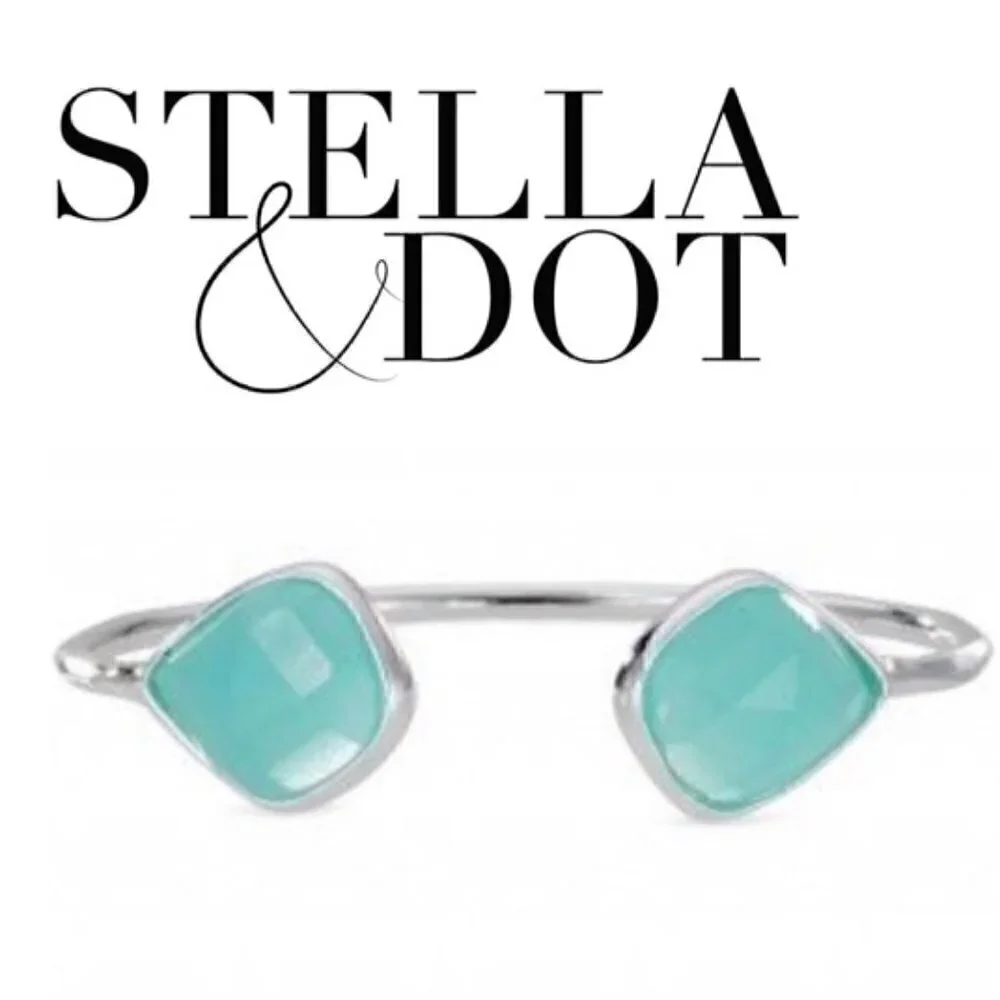 💜 Stella & Dot Aqua Serenity Stone Cuff Bracelet